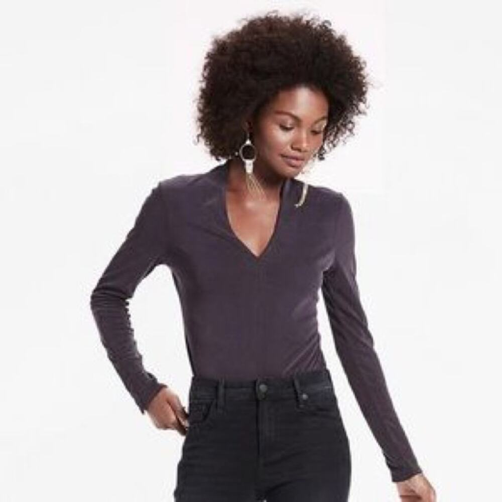 Lucky Brand Ribbed Navy Long Sleeve Bodysuit